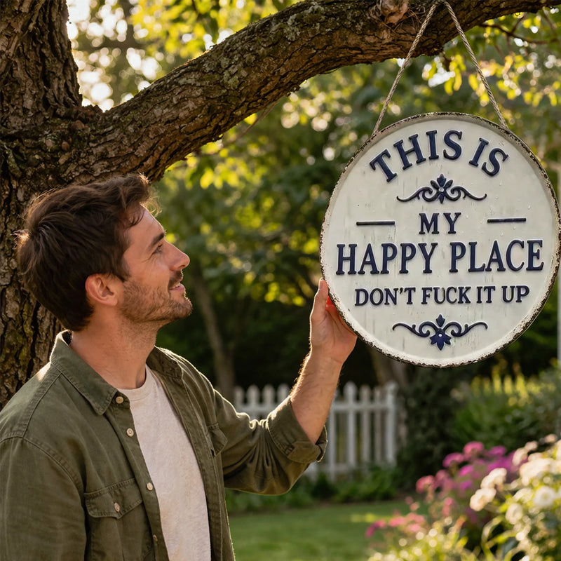 📢📢LAST DAY SALE 50% OFF✨Happy Place – Vintage Statement Metal Sign