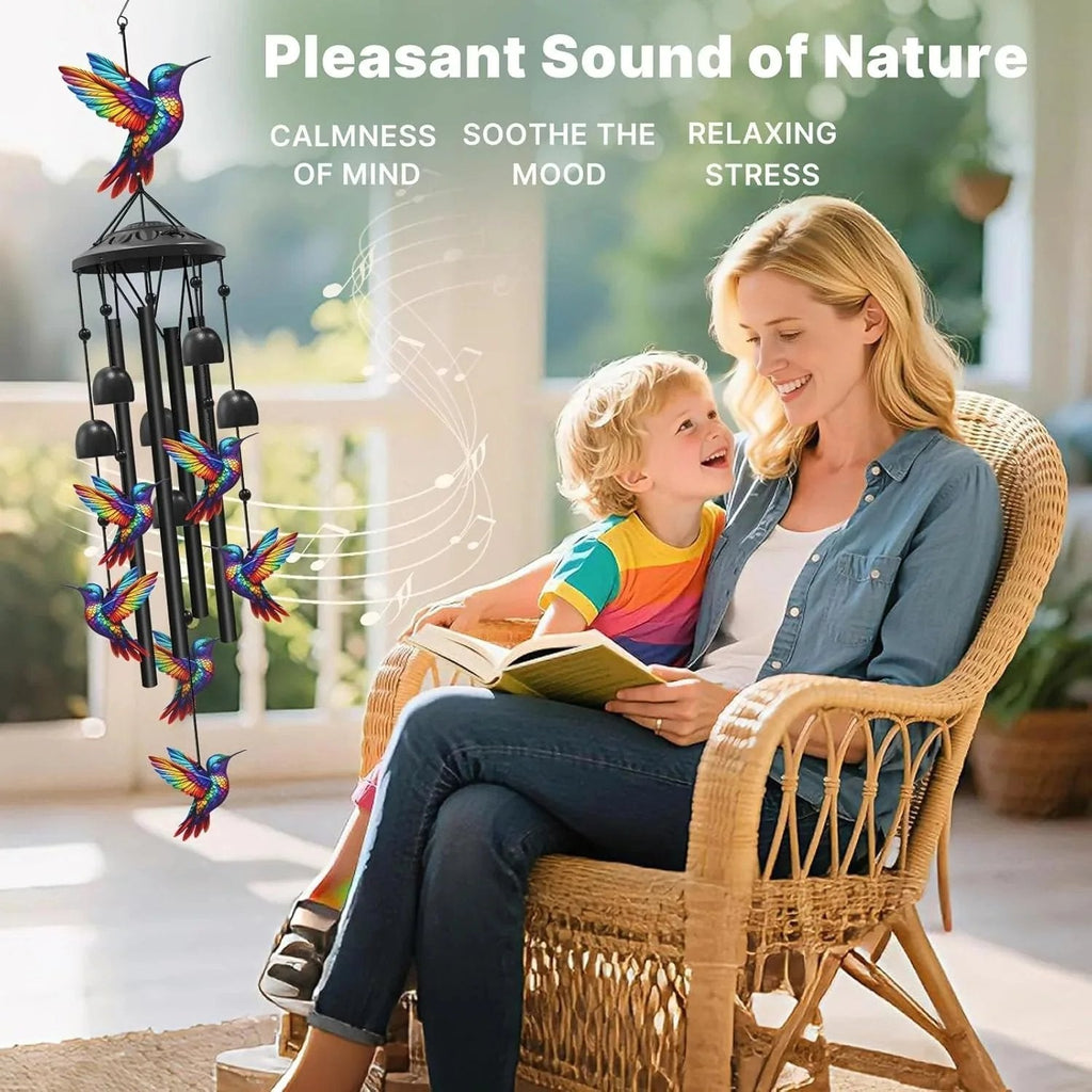🐦Vintage Colorful Hummingbird Wind Chime with Metal Tubes and Bells